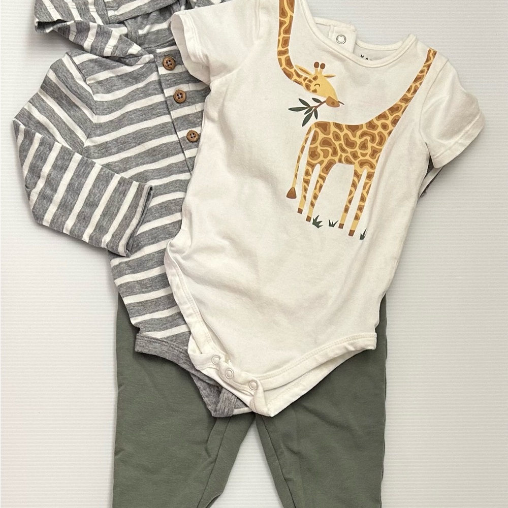 Max Studio Gray and White Striped Hoodie Set